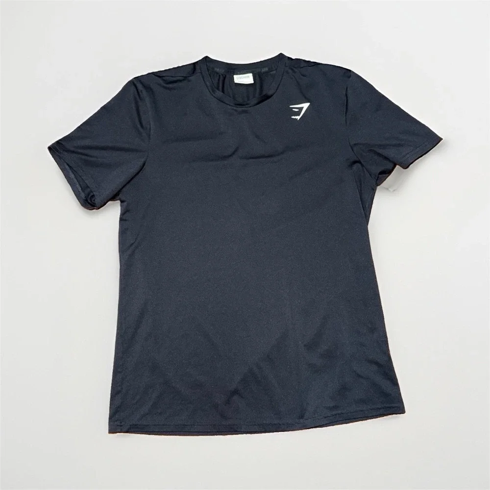 Gymshark Black Crew Neck Short Sleeve Stretch Logo Tee Athletic Fit L